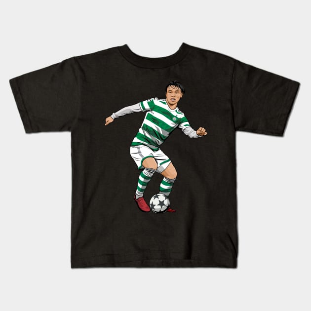 Reo Hatate Glasgow Celtic V Madrid Kids T-Shirt by TeesForTims